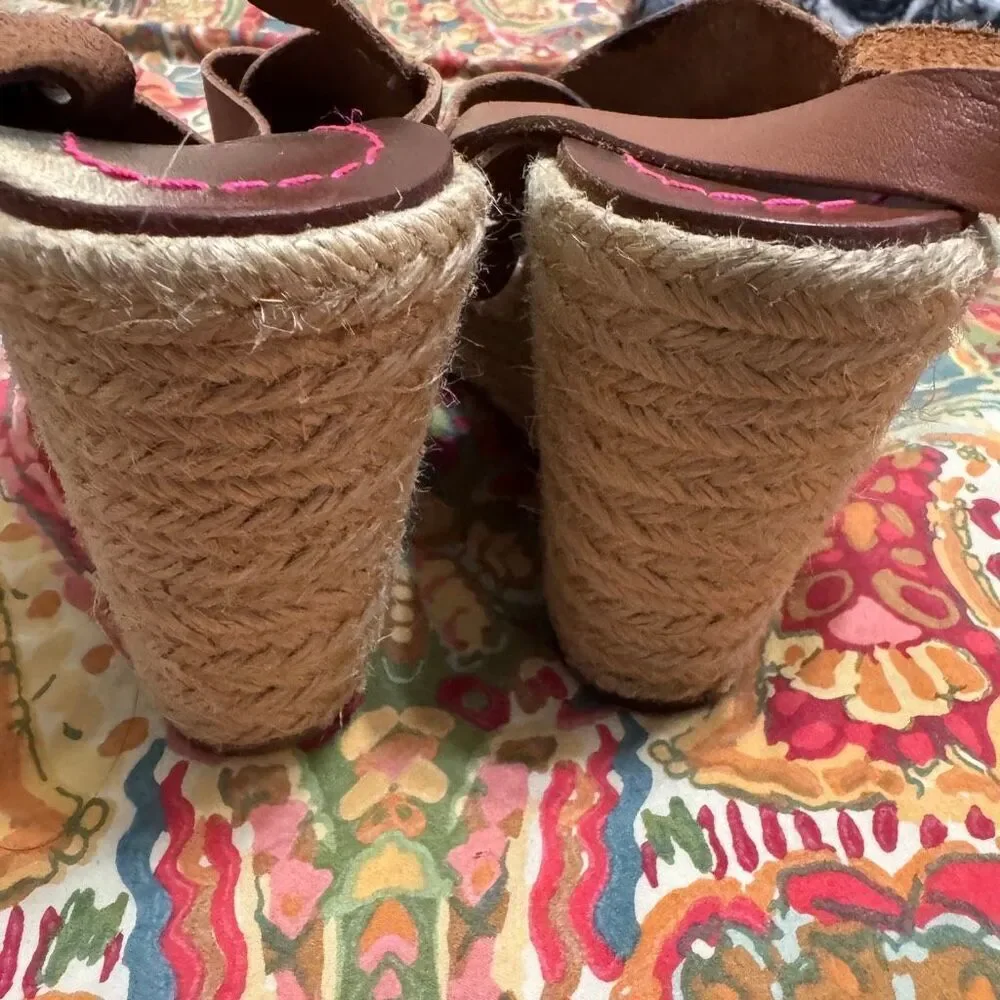 Boden Brown Leather Sandals with Crossed Straps size 39